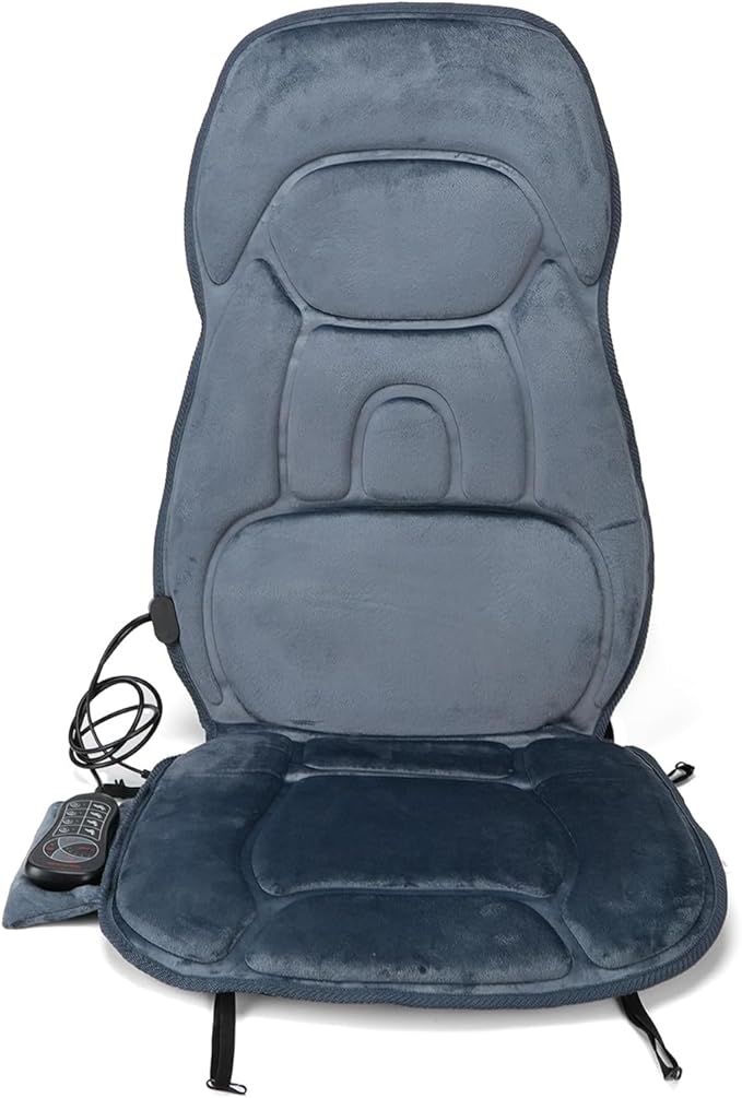 Back Massager with Soft Plush Fabric Cover, Massage Seat Cushion with 8 Vibration Motors & 2 Heating Levels, Chair Massager for Recliner, Office Chair, Sofa Use, Gifts for Dad Mom - Bloomnest