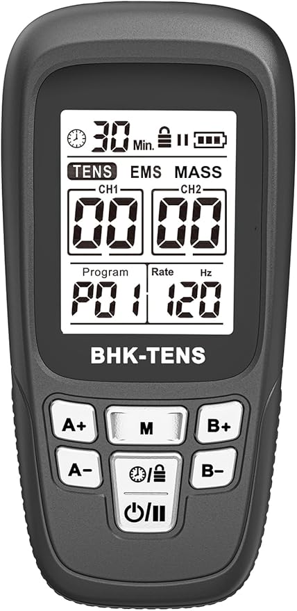 24 Modes TENS Unit Muscle Stimulator with 8 Electrode Pads, Professional 3-in-1 Electronic Pulse Massager with 2-150Hz Rate, 40 Levels, 90mins Timer, EMS TENS Machine for Pain Relief Therapy BHKTENS