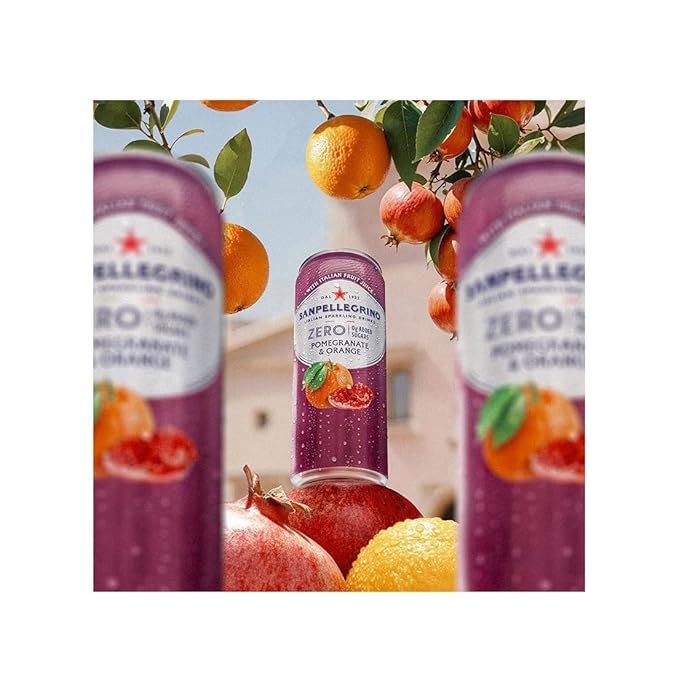 Sanpellegrino Zero Grams Added Sugar Italian Sparkling Drinks Pomegranate Orange, Sparkling Pomegranate Orange Beverage 24 Pack of 11.15 Fl Oz Cans - Bloomnest