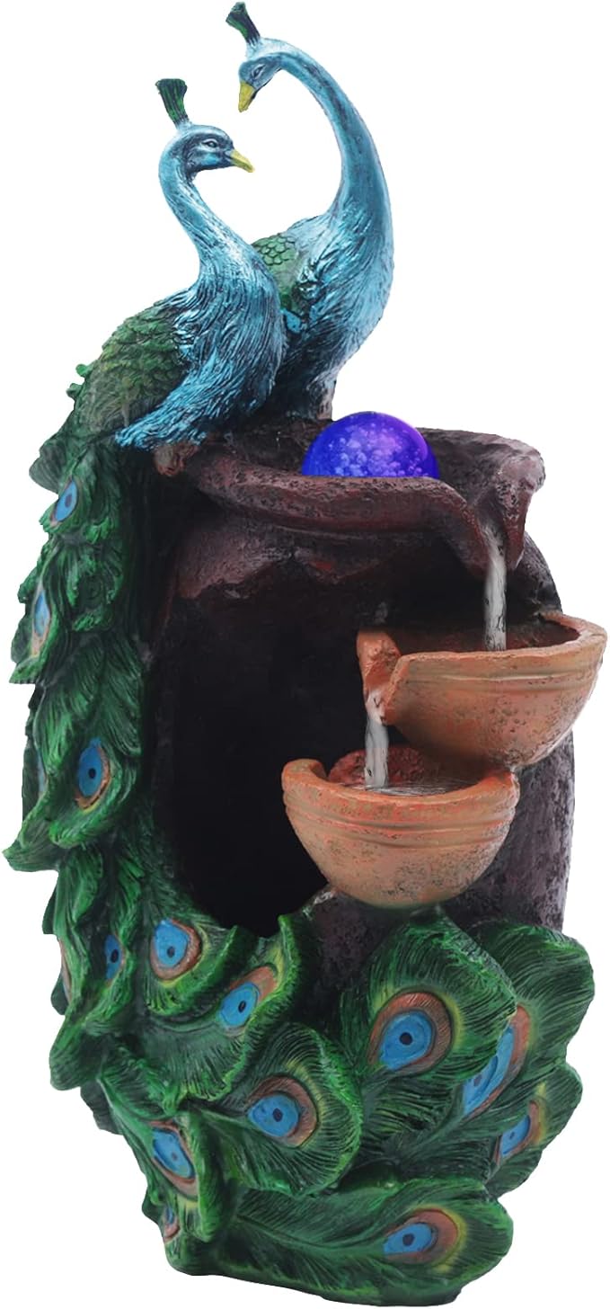 21Inch Art Decorative Animal Statue Bonsai Waterfall Fountain Humidifier with LED Lights, Water Fountains for Living Room, Bedroom, Study, Office, Meditation Room, Yoga Room, Hotel and Library - Bloomnest