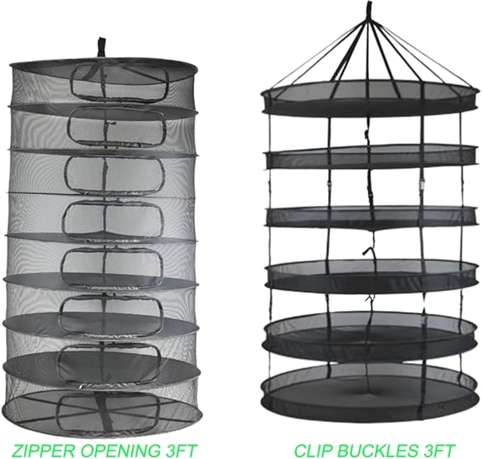 HORTIPOTS Herb Dry Rack Zipper Opening 3ft Adjustable Center Support Straps NO Sagging Fine Mesh Dry Net (Heavy Duty Zips 3FT) - Bloomnest