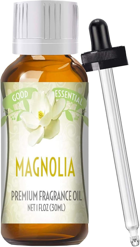 Good Essential Professional Magnolia Fragrance Oil 30ml for Diffusers, Candles, Soaps, Lotions, Perfume, 1 fl oz - Magnolia Scented Aromatherapy Oils - Diffuser Scents for Home GoodEssential