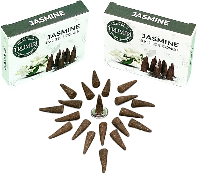 Jasmine Incense Cones - Total 60 Cones - Six Packs of 10, Scented TRUMIRI