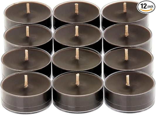 PartyLite Set of 12 Tea Lights Candles, Leather Musk Scent, Aromatherapy Scented Candles Gift Set, Up to 4 to 6 Hours Burn Time - Bloomnest