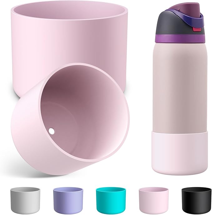 2PCS Silicone Water Bottle Boot for Owala 24oz 32oz 40oz, Anti-Slip Protective Sleeve Bottom Bumper Protector for FreeSip, Twist, and Flip Stainless Steel Water Bottles Alwenid