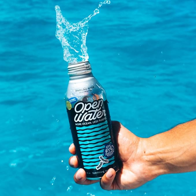 Open Water Sparkling 16oz bottles (6 cases, 72 bottles) - Sustainable Aluminum Bottled Sparkling Water With Electrolytes - 7.0 pH Balanced BPA-Free Ultra-Purified Water - Bloomnest