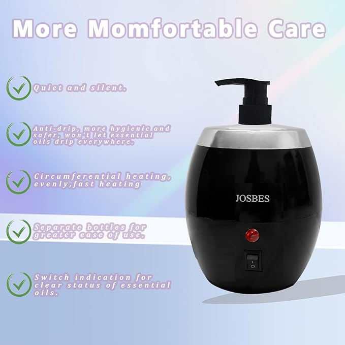 Warmer Oil Massage Lotion Warmer Kit for Professional Massage Therapy With Essential Oil Heater Bottle Dispenser Pump Funnel,15 Minutes Rapid Heating Machine- Ideal for Salon and Spa Use (Black) - Bloomnest