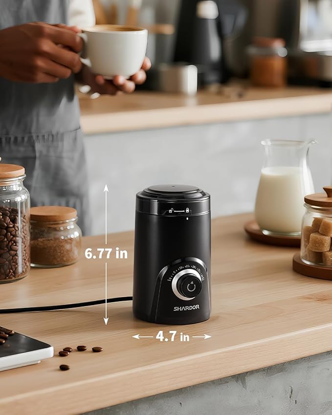 SHARDOR Electric Super Silent Blade Coffee Grinder, Timed Grind Control Rotary Knob, Adjustable Coarse to Fine for Coffee Beans, Spices & Herbs, Black - Bloomnest