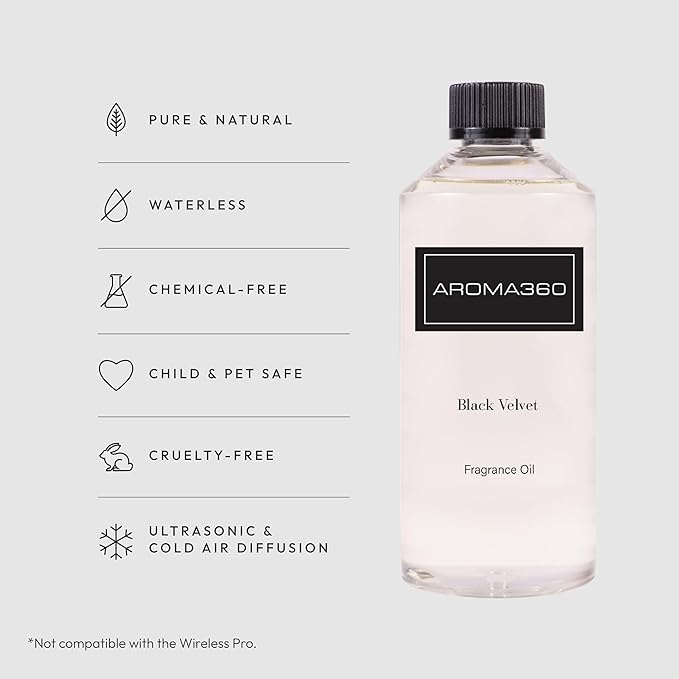 Aroma360 Fragrance Oil - Fragrance Oil Inspired by Edition Hotel - Scents Include Smokey Black Tea, Rose & Amber - Black Velvet, 500mL/16.9 fl oz - Bloomnest