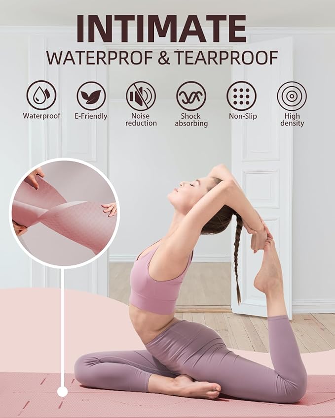YOTTOY Yoga Mat, 72"x 32"x1/3" Extra Wide Non-Slip Exercise Fitness Yoga Mats,Eco-Friendly TPE Exercise Mats for Women Men Home Workout with Strap Bag - Bloomnest