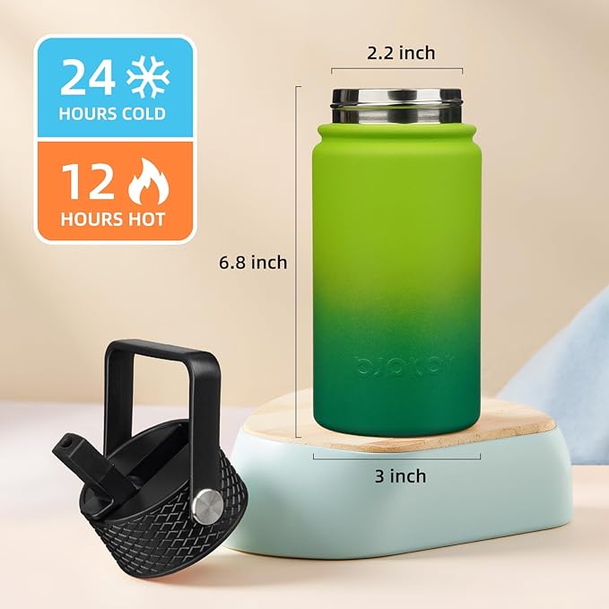 BJPKPK Insulated Water Bottle with Straw Lid, 15oz Cute Water Bottles, Stainless Steel Metal Thermo, Reusable BPA Free Leak Proof Tumblers, Cups,Bamboo Grove - Bloomnest