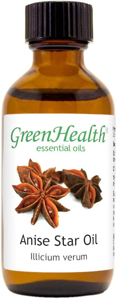GreenHealth Anise Star Essential Oil – 2 fl oz (59 ml) | 100% Pure & Undiluted | Amber Glass Bottle with Cap | Licorice-Like Scent for Aromatherapy, Diffuser, DIY Crafts, Home Fragrance