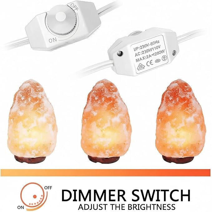 Himalayan Salt Lamp Cord, with Dimmer Switch,Christmas Bulb,Salt Lamp Cord with Dimmer Control and Base Assembly,6 Feet,E12 Base for Himalayan Salt Lampsand with 2 Free 15W Bulbs (White)