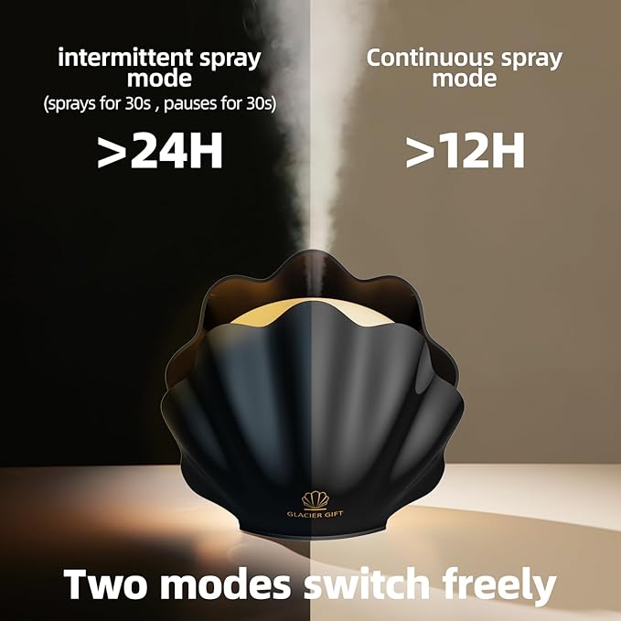 Essential Oil Diffuser 260ML, Shell Aroma Diffuser with Remote Control Humidifier with 7 Colors LED Night Light for Bedroom Home Relaxation (Black) - Bloomnest