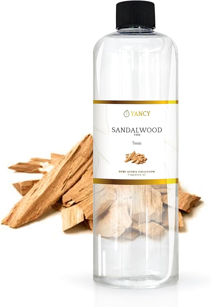 YANCY Sandalwood Luxury Collection Fragrance Oil (16 oz), Smooth Woody Scent, Ideal for Diffusers, Oil Burners & Aroma Lamps, Calming Fragrance for a Centered Space YancySpa