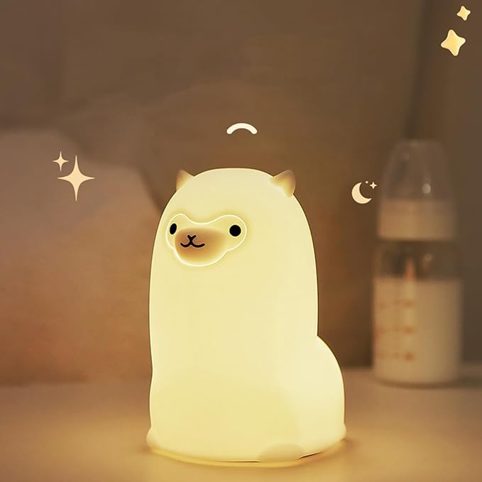 Tremdwoto Alpaca Night Light for Kids，7 Color Baby Nightlight with Touch Control & 1H Timer, Battery Operated Soft Animal Night Light for Nursery, Toddler Room Decor, Gift for Girls, Boys, Women - Bloomnest