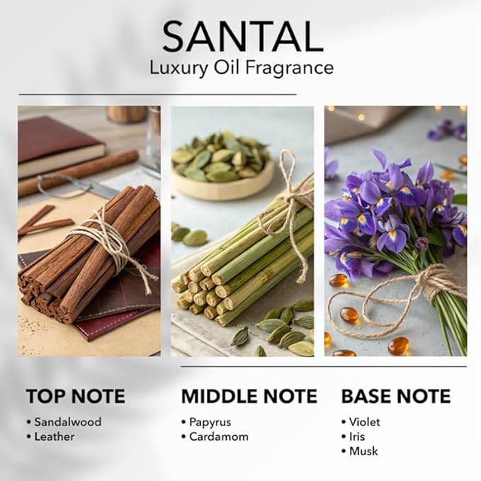 Santal Diffuser Oil, 16.9 FL Oz, 500 mL, Diffuser Fragrance Oil for Home, Bathroom & Office, Aromatherapy Blend of Natural Essential Oil, Sandalwood & Musk Scent. - Bloomnest