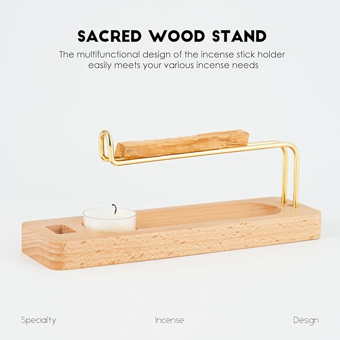 Incense Holder for Burning Palo Santo & Sage Sticks (Standard, Wooden Palo Santo and Sage Burner) SUJIAMEI
