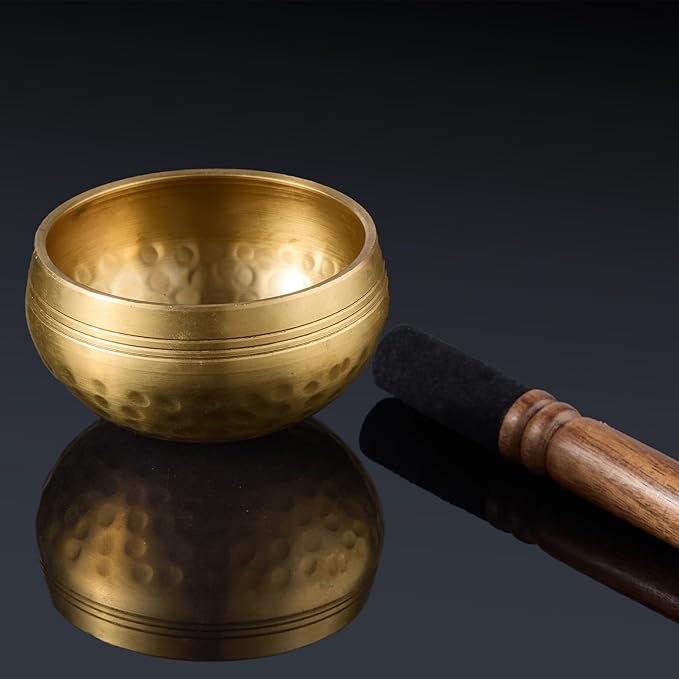 Tibetan Singing Bowl Set (3.15 Inch, copper) - Hand-Hammered, Perfect for Sound Bath, Yoga & Meditation Stress Relief - Ideal Gift for Beginners, Mallet, Includes Cushion, Storage bag - Bloomnest