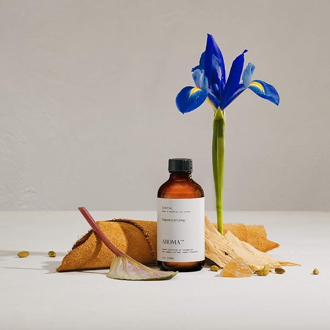 AromaTech Santal & The Hotel Set | Gift Set of Aroma Diffuser Essential Oils Blend of Santal Cardamom, Papyrus, Musk | The Hotel Peach, Red Rose, Pine - 120 Milliliter - Bloomnest