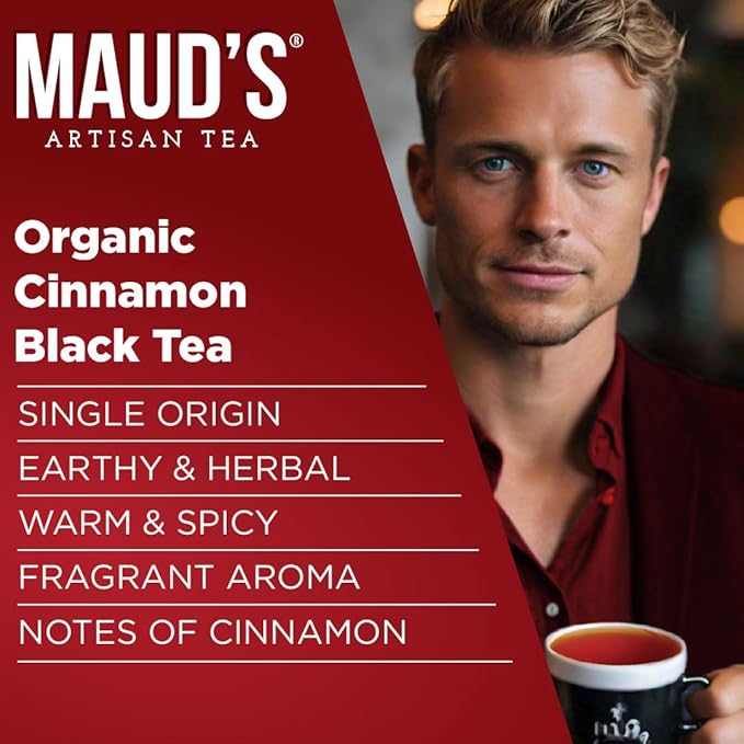 Maud's Organic Cinnamon Black Tea Pods, 44 ct, Recyclable Single Serve Tea Pods – 100% Gourmet Blended Tea Leaves, Compatible with Keurig K Cups Maker - Bloomnest
