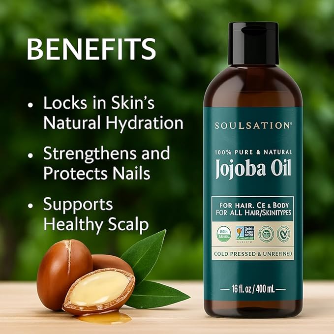 Organic Jojoba Oil for Skin, Hair & Face (8oz) | 100% Pure, Natural Cold Pressed - Bloomnest