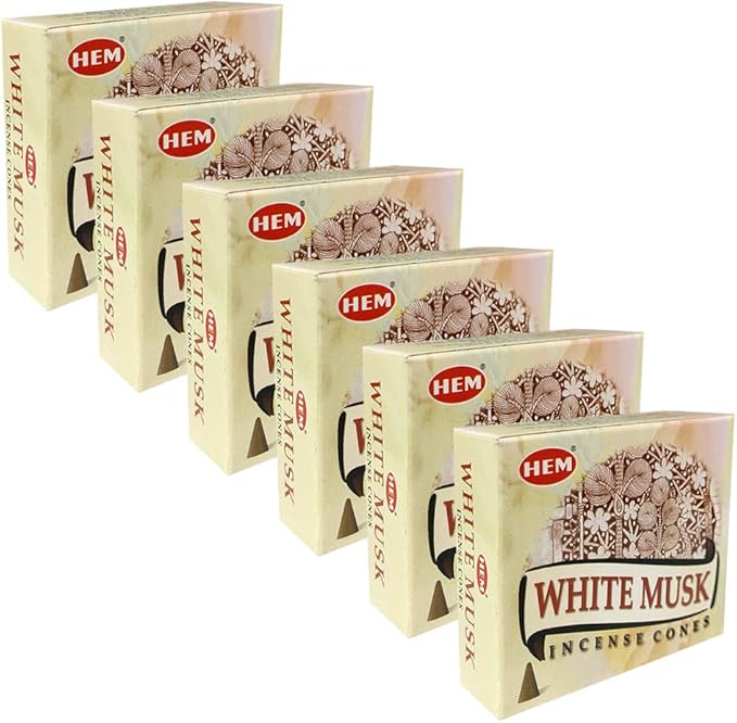 TRUMIRI Incense Cone Holder Bundle with Hem White Musk Incense Cones - Pack of 6 (Approx 60 Cones) TRUMIRI