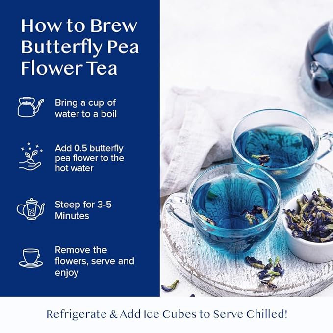 VAHDAM, Butterfly Pea Flower Tea (1.76oz) 100+ Cups | Delicate & Earthy | Vacuum Sealed for Freshness | Butterfly Pea Flower Loose Leaf | Brew Iced Tea, Cooking, Mocktails & Cocktails - Bloomnest