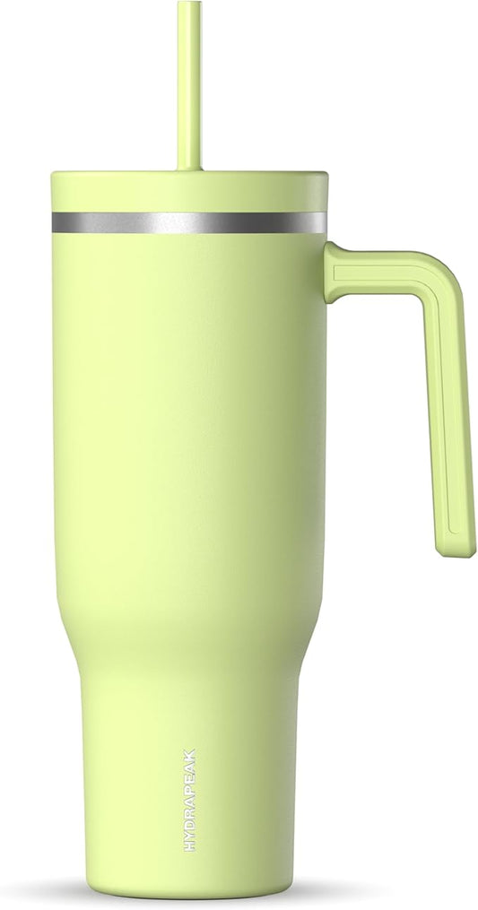 Hydrapeak Voyager 40 Oz Stainless Steel Tumbler with Handle, Insulated Water Bottle With Straw & Lid, Cupholder Friendly Reusable Travel Mug (Citrus) - Bloomnest