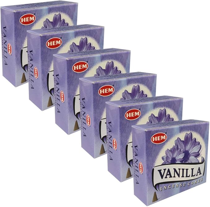 TRUMIRI Incense Cone Holder Bundle with Hem Vanilla Incense Cones - Pack of 6 (Approx 60 Cones) TRUMIRI