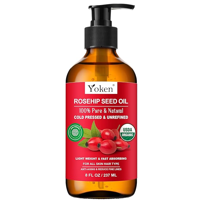 Rosehip Seed Oil Organic, USDA Certified 100% Pure Rosehip Oils for Face, Hair & Body, 8 fl oz Cold Pressed Rose Hip oil for Skin Moisturizing, Scar Fading, Gua Sha, Massage, Carrier Oil DIY - Bloomnest