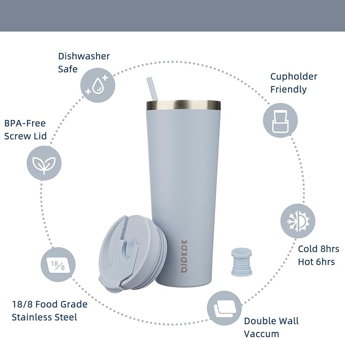 BJPKPK 26oz Stainless Steel Insulated Tumbler With lid And Straw Travel Coffee Thermal Tumblers Cup For Women And Men,Modern Blue - Bloomnest