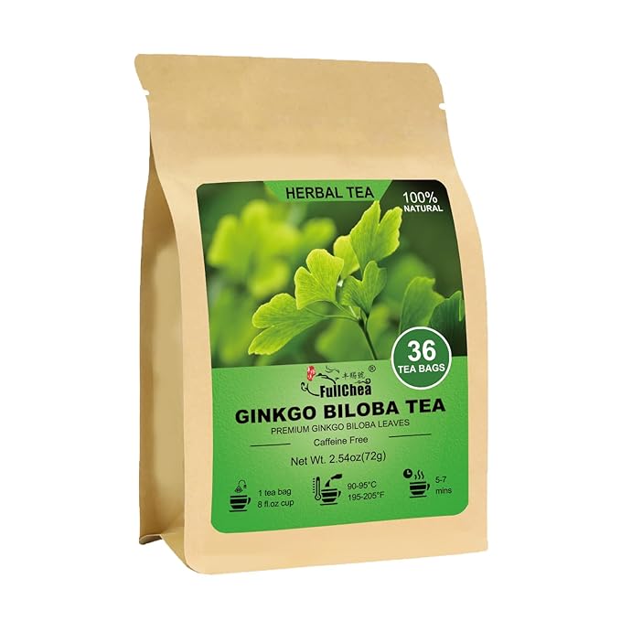 FullChea - Ginkgo Biloba Tea Bags, 36 Teabags - Premium Dried Ginkgo Biloba Leaves - Non-GMO - Caffeine-free - Support Memory & Focus - Bloomnest