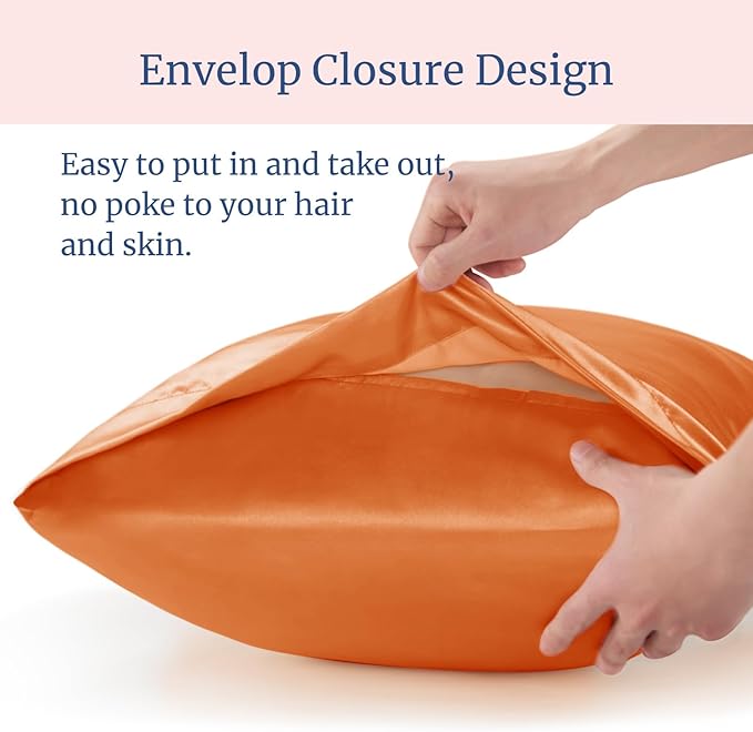 BEDELITE Satin Pillowcase for Hair and Skin, Super Soft Similar to Silk Pillow Cases 4 Pack with Envelope Closure, Cooling Pillowcases for Women Men (20"x30" Queen Size, Burnt Orange) - Bloomnest
