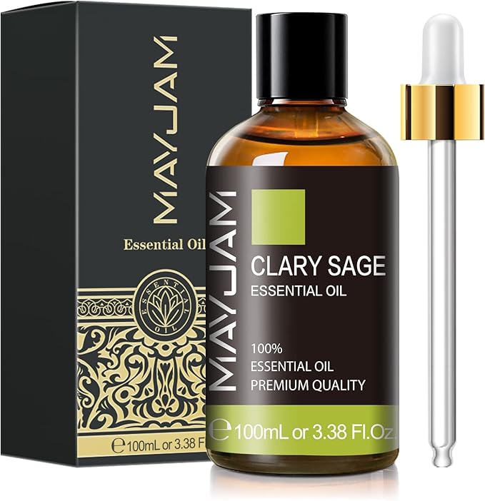 Clary Sage Essential Oil with Glass Dropper - MAYJAM Pure Clary Sage Oil Essential Oils for Diffusers for Home - Perfect for Aromatherapy and Relaxation - Huge 3.38fl.oz - Bloomnest