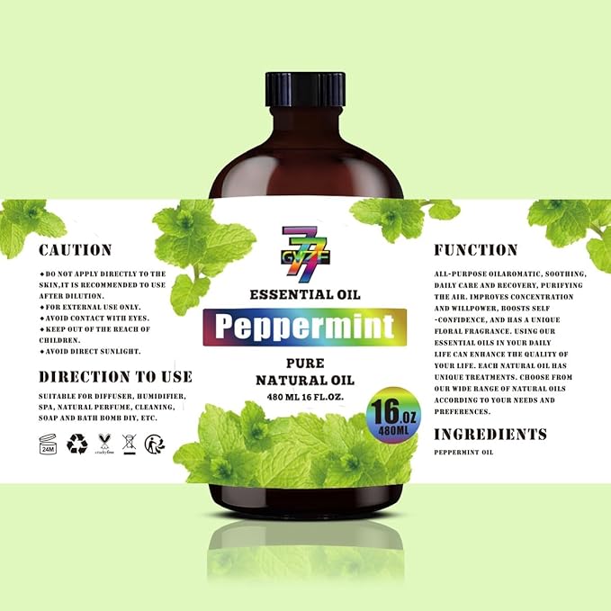 Peppermint Essential Oil (16 oz/480 ml) — Peppermint Oils for Aromatherapy, diffusers, humidifiers, Home fragrances, DIY Skin Care, Soap Making, DIY Candle, Yoga, and Meditation - Bloomnest