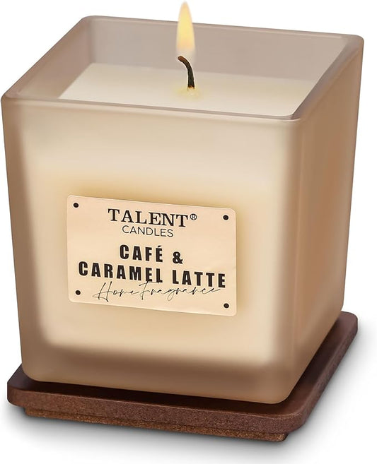 Deluxe Noble Scented Candles, Soy Candles for Home Scented, 7.05oz, Aromatherapy Candles with Lid, Cafe & Caramel Latte - Bloomnest