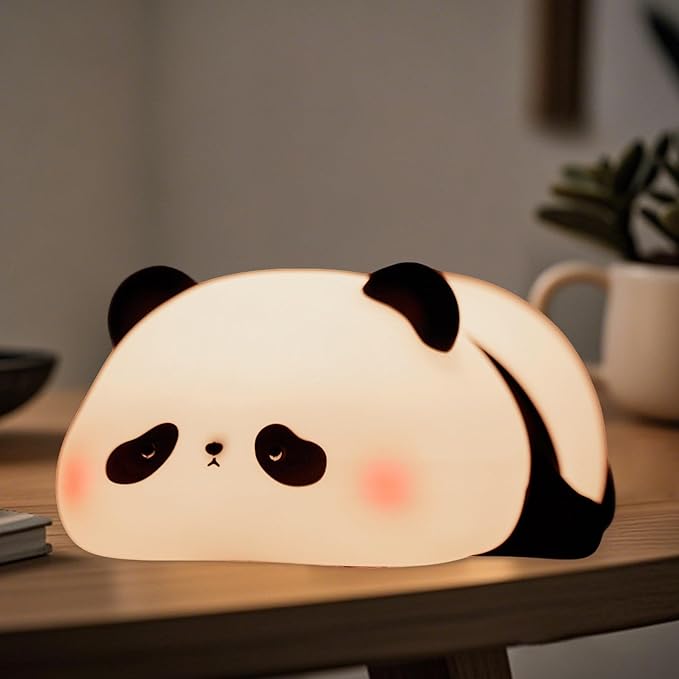 Cute Panda Night Light for Kids, LED Panda Lamp, Food Grade Silicone Novelty Animal Night Lamp,Dimmable Nursery Squishy Nightlight, Cool Gifts for Kids, Office Desk/Baby Boys/Girls Room Decor - Bloomnest