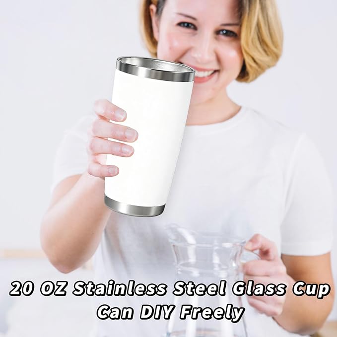 1 Pack 20oz Stainless Steel Tumbler with Lid, Leakproof Double Wall Travel Mug for Hot/Cold Drinks, Home Office Outdoor Party Use, Durable Powder Coated Insulated Cup/White - Bloomnest