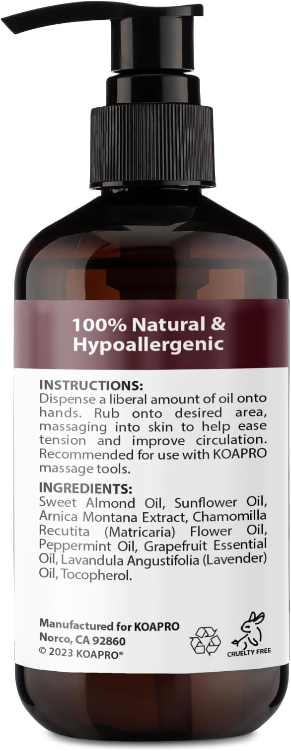 KOAPro Massage Oil for Massage Therapy 2 Pack - Lavender Massaging Oil for Muscle Relaxing, Premium Arnica Massager Oil for Pain Relief, Natural Anti Cellulite Extract for All Skin Types 8 Fl Oz - Bloomnest