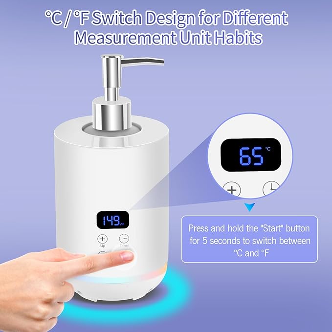Yofuly Massage Oil Warmer Heater, Ambient Light Body Lotion Heated Machine with Two Dispenser Bottles, Professional Massage Therapy Kit with Gua Sha and Facial Roller, White - Bloomnest