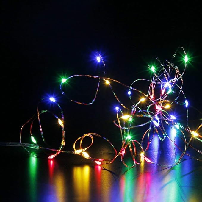 MUMUXI 20 Pack 3.3ft Fairy Lights Battery Operated String Lights, Mini LED Battery Powered Colored Waterproof Indoor Silver Wire Firefly Mason Jar Decor, Multicolor - Bloomnest