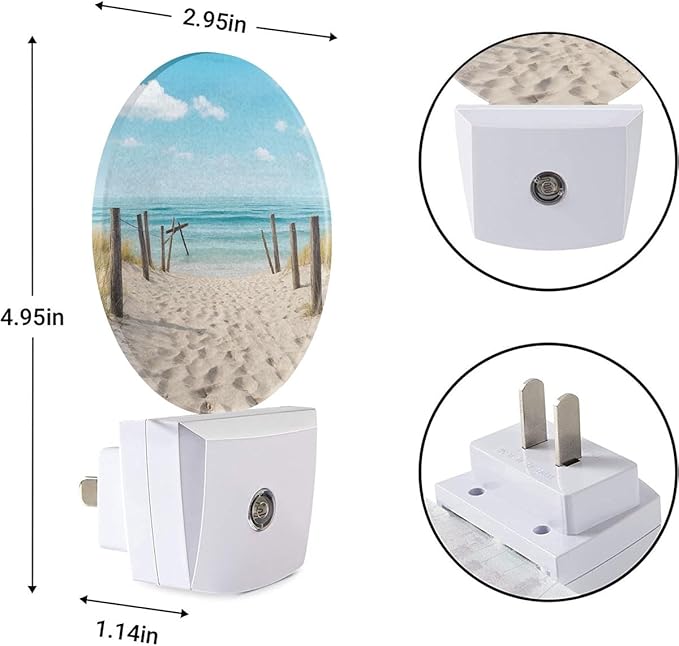 EKOBLA Beach Scene Plug-in Nightlights Sea Ocean Decorative Night Light with Dusk-to-Dawn Auto Sensor Energy Saving LED Lighting for Home Bathroom Coastal Decor - Bloomnest