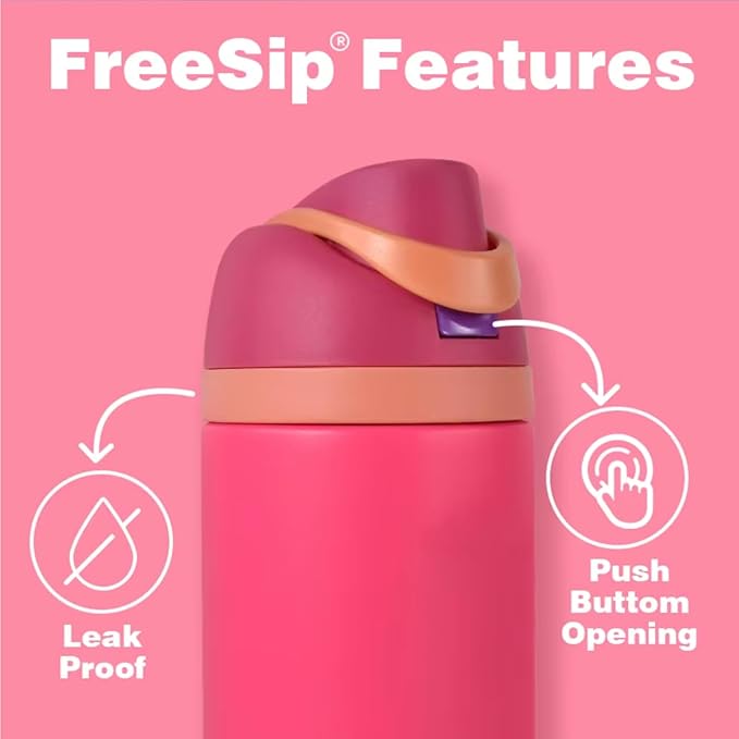 DUTHINGS Insulated Stainless Steel Water Bottle with Straw, 24 oz, Reusable Sports and Travel Bottle for School, Kids, and Outdoors - Leakproof and BPA-Free (FUCHSIA) Bloomnest