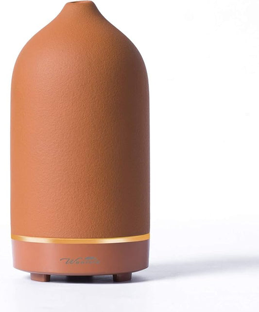 Wanlola Essential Oil Diffuser,120ml Aromatherapy Ceramic Diffusers with Auto Shut Off Function for Home Office Room(Terracotta) Wanlola