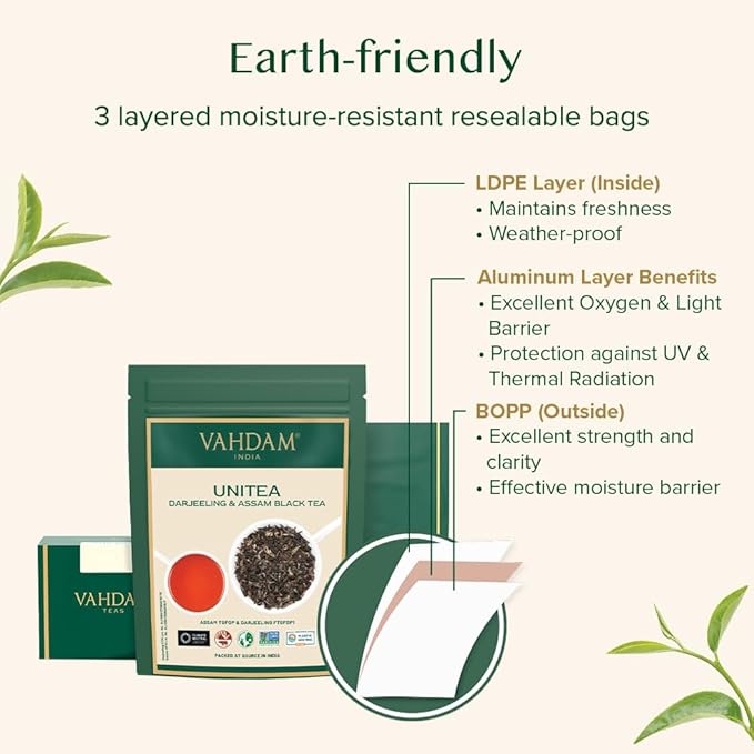 VAHDAM, UNITEA Black Tea Leaves +170 Cups,12oz | Blend Of Darjeeling & Assam Tea | ROBUST & FLAVORY Black Loose Leaf | Unblended Single Origin Tea | Vacuum Sealed Pack - Bloomnest