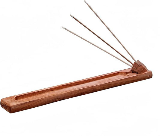 Wood Incense Holder for Sticks with Adjustable Angle & Ash Catcher | 9.8 Inch Inscent Stick Holder Burner | Zen Yoga Room Decor, Durable Natural Teak Incense Holders for Stick Incense - Bloomnest