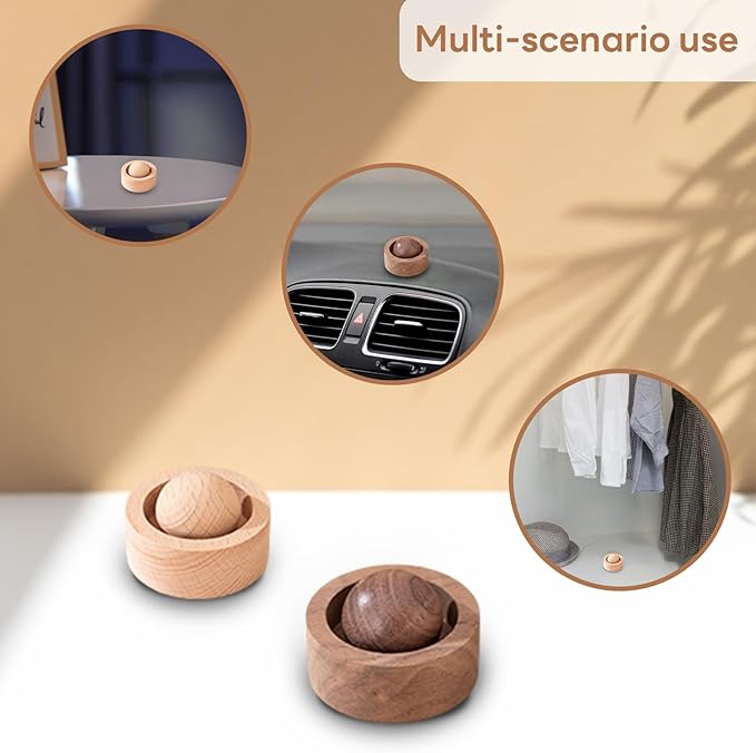 Wooden Essential Oil Diffuser - Round Ball Aromatherapy Diffuser, Walnut and Beech, for Office, Car, Yoga Hall (Beech) - Bloomnest