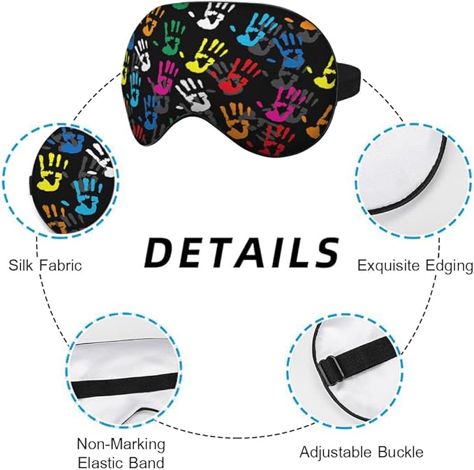 Colorful Hands Eye Mask Sleeping Mask Funny Palm Halloween Sleep Masks Silky Soft Eye Cover for Women Men Shading Blindfold for Air Travel Sleeping - Bloomnest