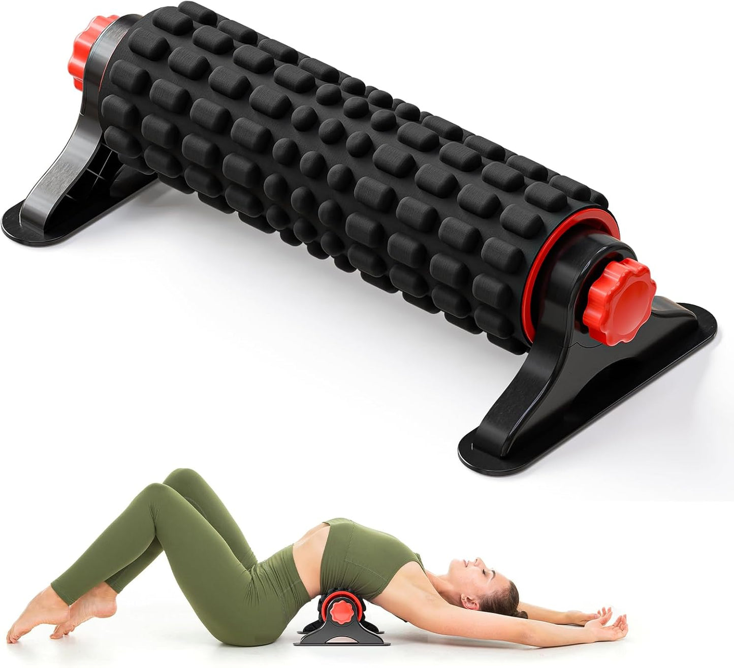 XL IT Band Firm Foam Roller with Resistance Holder - 17 inches - Exercise Roller for IT Band Issues, Deep Tissue Muscle Massage, Muscle and Back Roller for Fitness, Gym Equipment (Black)